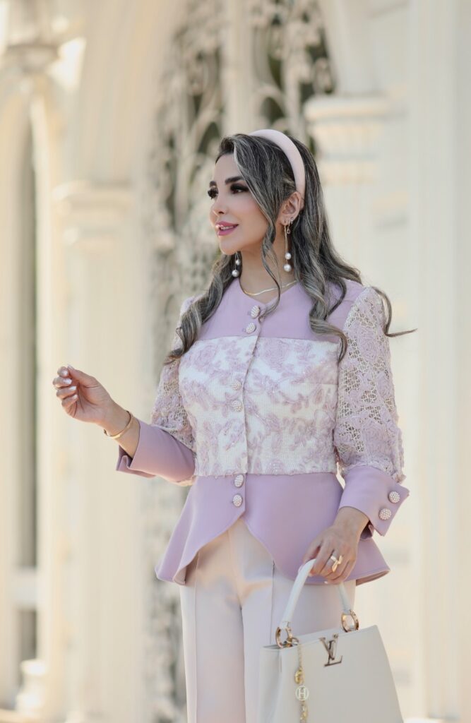 ست مجلسی ژاکت یاسی گیپور با شلوار